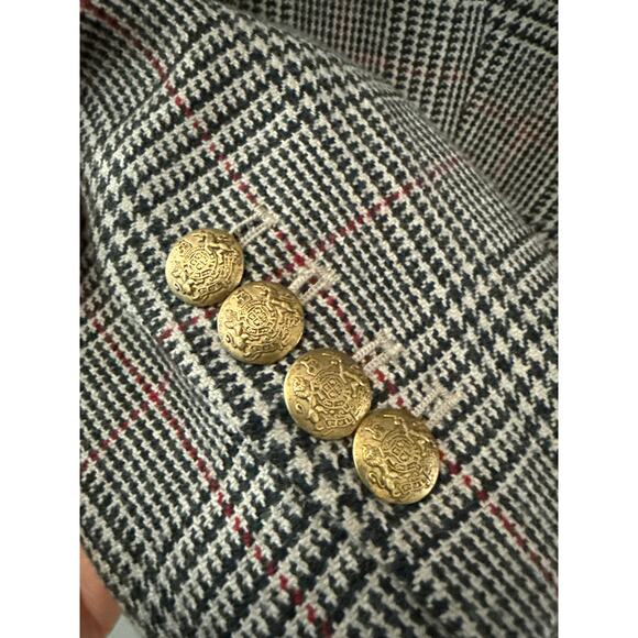 J. Crew Plaid Houndstooth Elbow Patch Wool Blazer Brown & Cream Size 6 - Picture 7 of 12